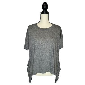 Current Elliott top heather gray scoop neck short sleeve ruffle sides size 0/ XS